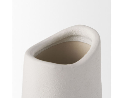 Mercana Darian Tall Textured Ceramic Vase - White