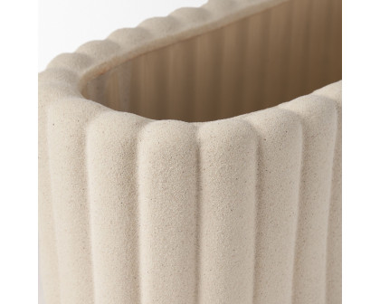 Mercana Mira Wide Fluted Ceramic Vase - Beige