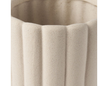 Mercana Mira Tall Fluted Ceramic Vase - Beige