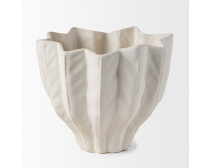 Mercana - Daria Textured White Sculptural Ceramic Bowl