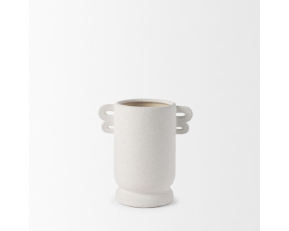 Mercana Dylan Small Ceramic Vase with Handles - White