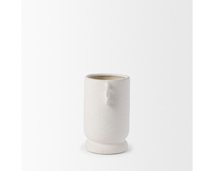 Mercana Dylan Small Ceramic Vase with Handles - White