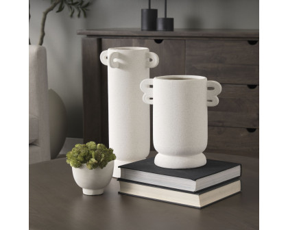 Mercana Dylan Small Ceramic Vase with Handles - White