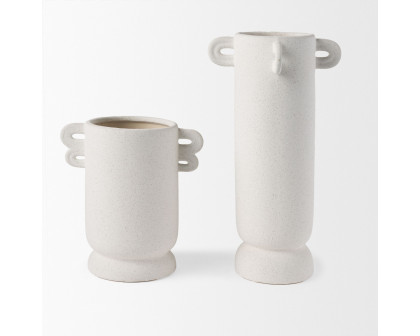 Mercana Dylan Small Ceramic Vase with Handles - White