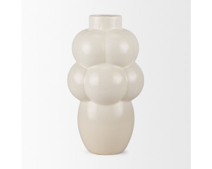 Mercana - Ulvi Cream Glazed Bubble Ceramic Vase