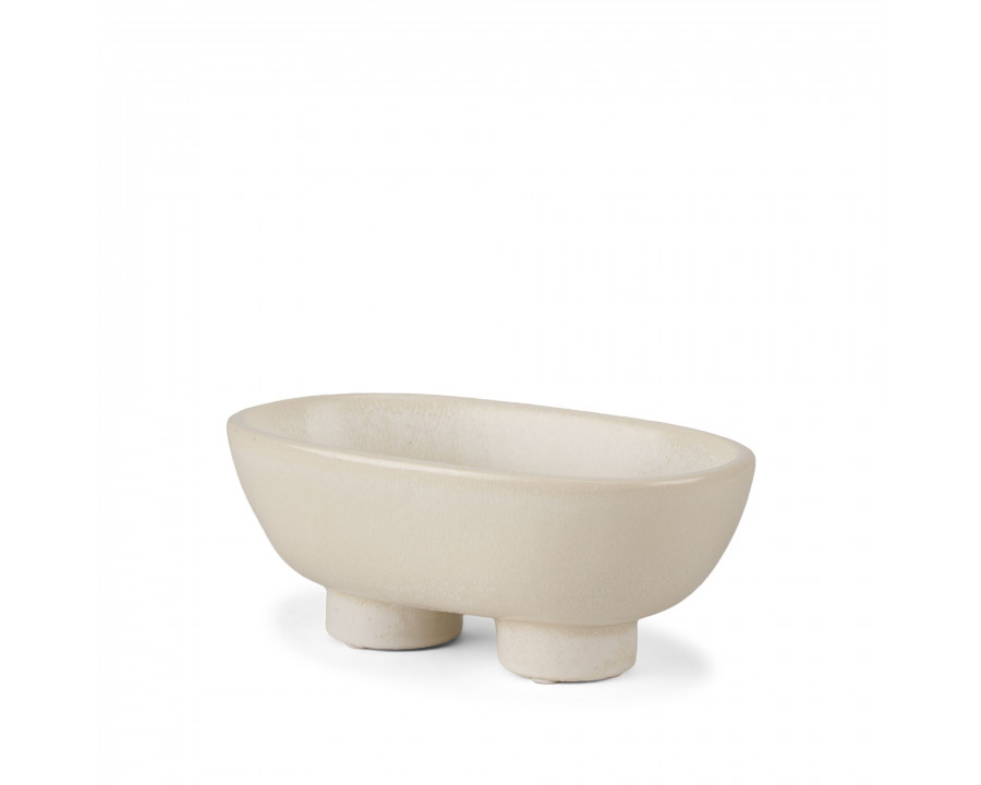 Mercana Tyren Decorative Oblong Ceramic Bowl - Cream