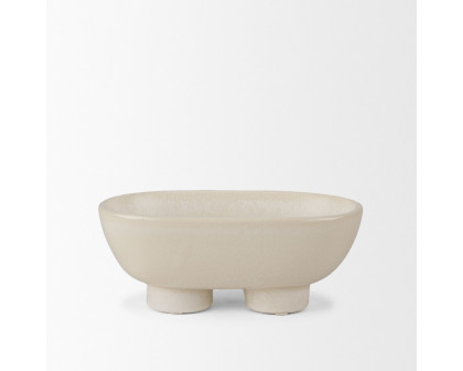 Mercana Tyren Decorative Oblong Ceramic Bowl - Cream