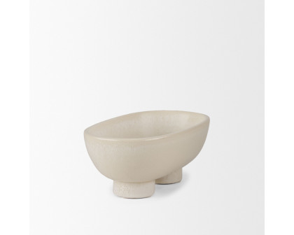 Mercana Tyren Decorative Oblong Ceramic Bowl - Cream