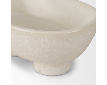 Mercana Tyren Decorative Oblong Ceramic Bowl - Cream