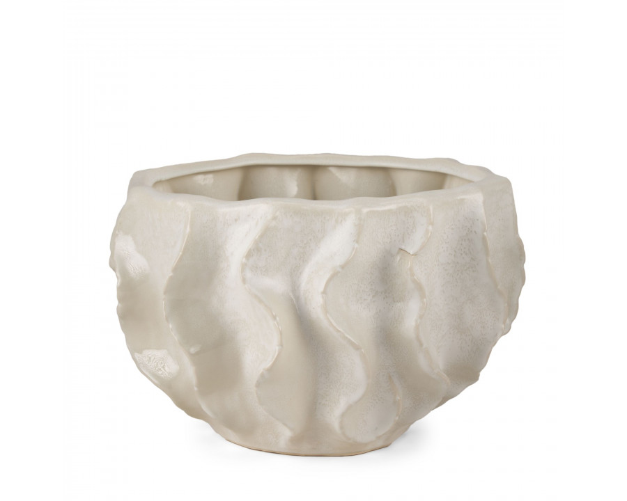 Mercana - Vahn Sculptural Cream Glazed Decorative Ceramic Bowl