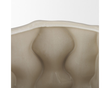 Mercana - Vahn Sculptural Cream Glazed Decorative Ceramic Bowl