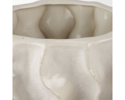 Mercana - Vahn Sculptural Cream Glazed Decorative Ceramic Bowl