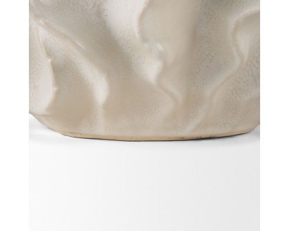 Mercana - Vahn Sculptural Cream Glazed Decorative Ceramic Bowl