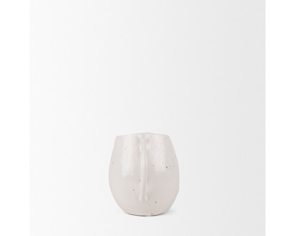 Mercana Urvi Short Speckled Asymmetrical Ceramic Vase - White