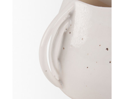 Mercana Urvi Short Speckled Asymmetrical Ceramic Vase - White