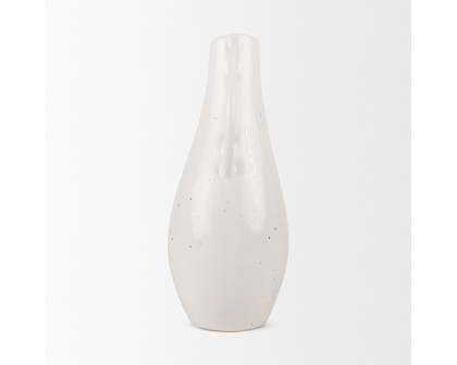 Mercana Urvi Tall Speckled Asymmetrical Ceramic Vase - White