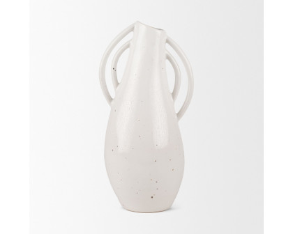 Mercana Urvi Tall Speckled Asymmetrical Ceramic Vase - White