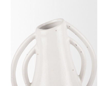 Mercana Urvi Tall Speckled Asymmetrical Ceramic Vase - White