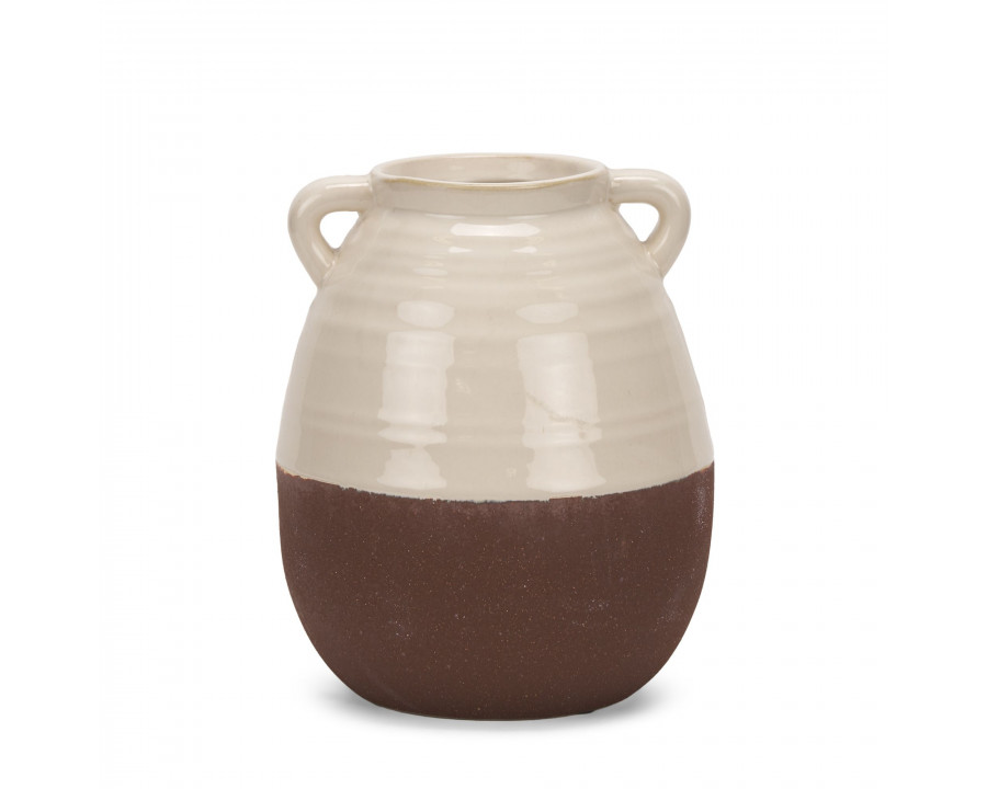 Mercana Tryna Small Ceramic Vase with Matte Brown - Beige