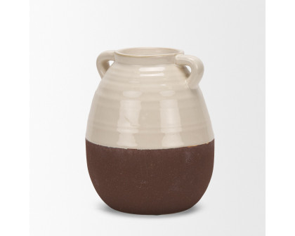 Mercana Tryna Small Ceramic Vase with Matte Brown - Beige