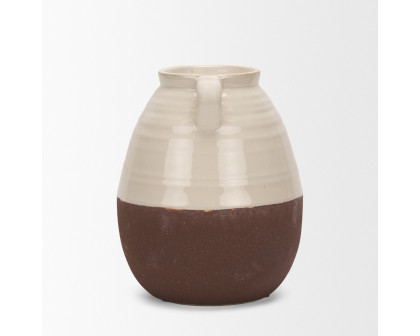 Mercana Tryna Small Ceramic Vase with Matte Brown - Beige