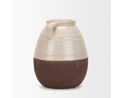 Mercana Tryna Small Ceramic Vase with Matte Brown - Beige