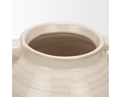 Mercana Tryna Small Ceramic Vase with Matte Brown - Beige