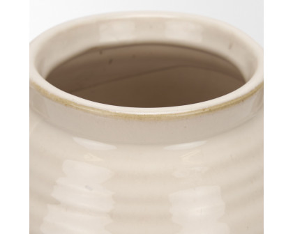 Mercana Tryna Small Ceramic Vase with Matte Brown - Beige