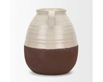 Mercana Tryna Large Ceramic Vase with Matte Brown - Beige