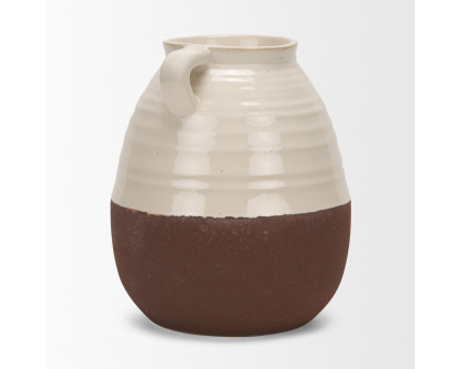 Mercana Tryna Large Ceramic Vase with Matte Brown - Beige