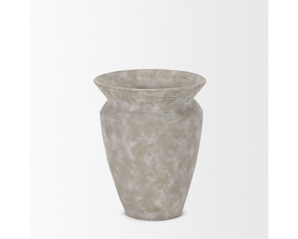 Mercana Utari Short Floor Vase with White Detailing Ceramic - Beige