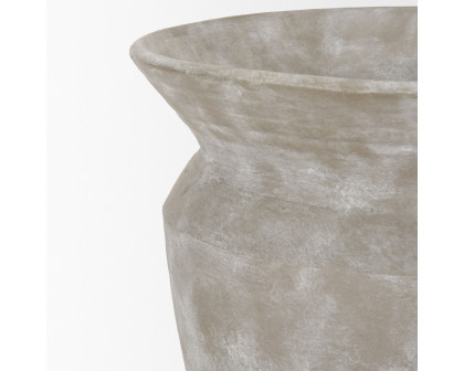 Mercana Utari Short Floor Vase with White Detailing Ceramic - Beige