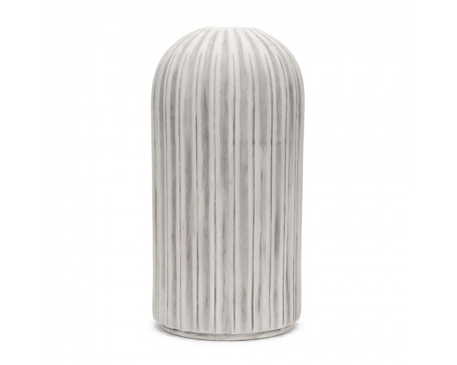 Mercana Ummi Tall Floor Vase with Gray-Brown Antiquing Ceramic - White