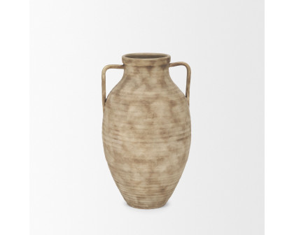 Mercana Tulsi Small Ceramic Floor Vase - Beige