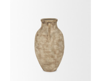 Mercana Tulsi Small Ceramic Floor Vase - Beige