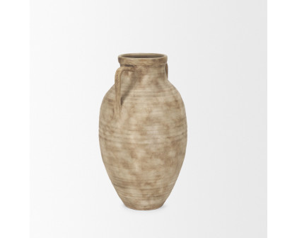 Mercana Tulsi Small Ceramic Floor Vase - Beige