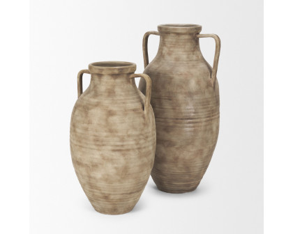 Mercana Tulsi Small Ceramic Floor Vase - Beige