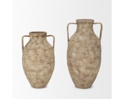 Mercana Tulsi Small Ceramic Floor Vase - Beige