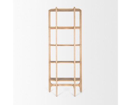 Mercana - Taylin Light Brown Solid Wood Open Bookshelf