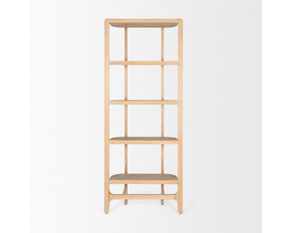 Mercana - Taylin Light Brown Solid Wood Open Bookshelf