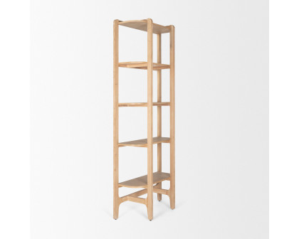 Mercana - Taylin Light Brown Solid Wood Open Bookshelf