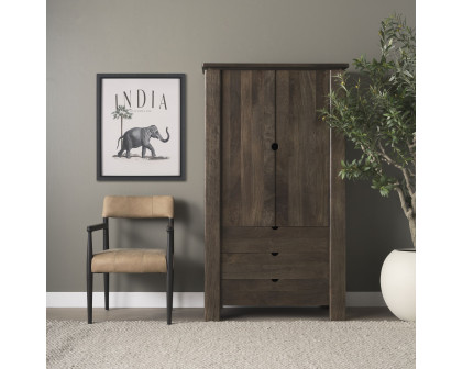 Mercana - Wallen Solid Dark Brown Wood Curio Cabinet