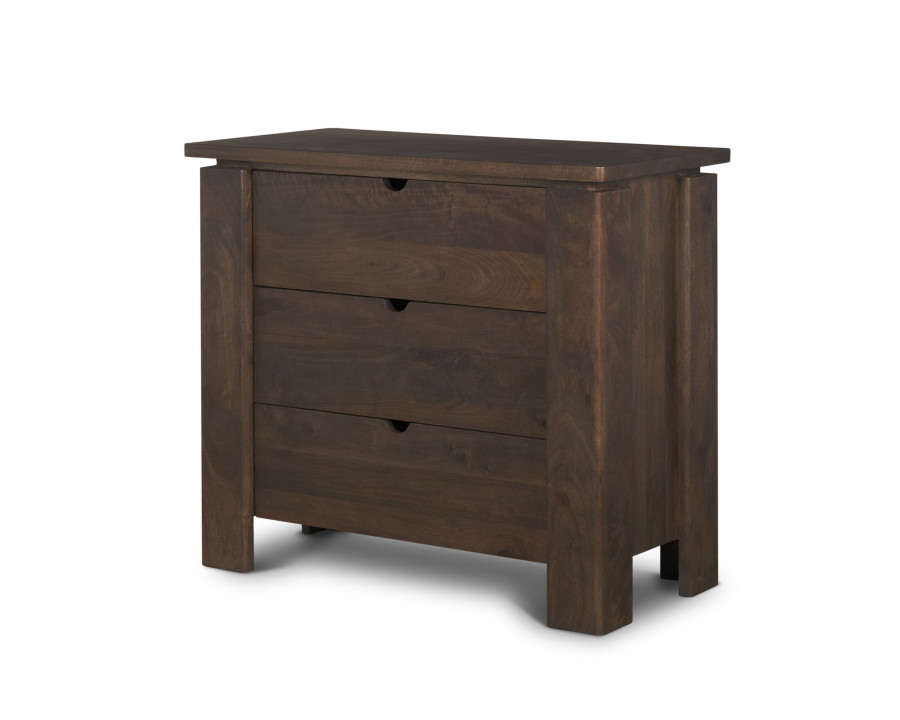 Mercana - Wallen Solid Dark Brown Wood 3 Drawer Accent Cabinet