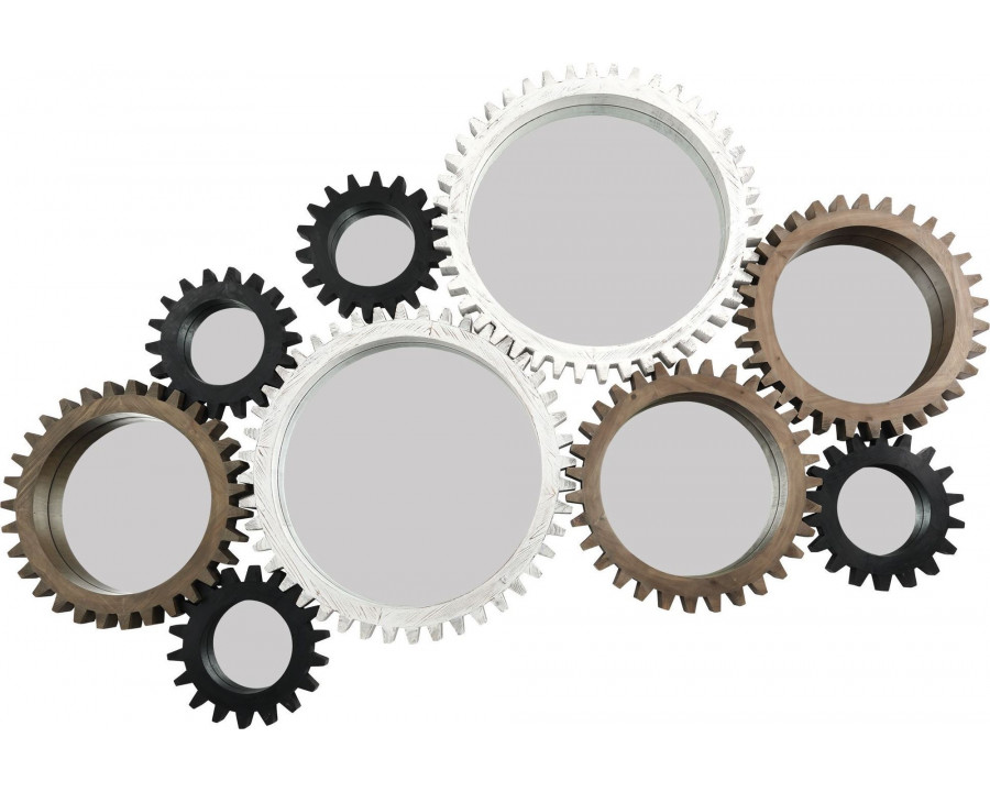 Mercana Cog Mirror Collection 9 (Set of 9) - Dark Brown/White/Black