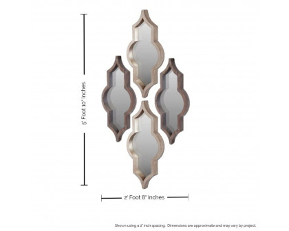 Mercana Tamanar I & II Mirror Collection (Set of 4) - Silver/Brown