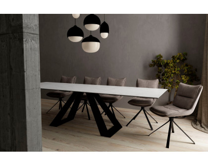 Mobital - Bridge Dining Table with Double Extension in Black, Ceramic