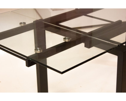 Mobital Cantro Dining Table - Black, Clear Tempered Glass