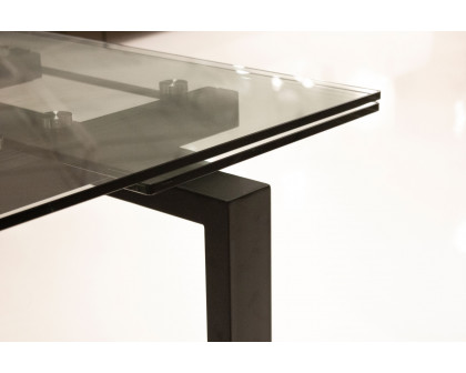 Mobital Cantro Dining Table - Black, Clear Tempered Glass