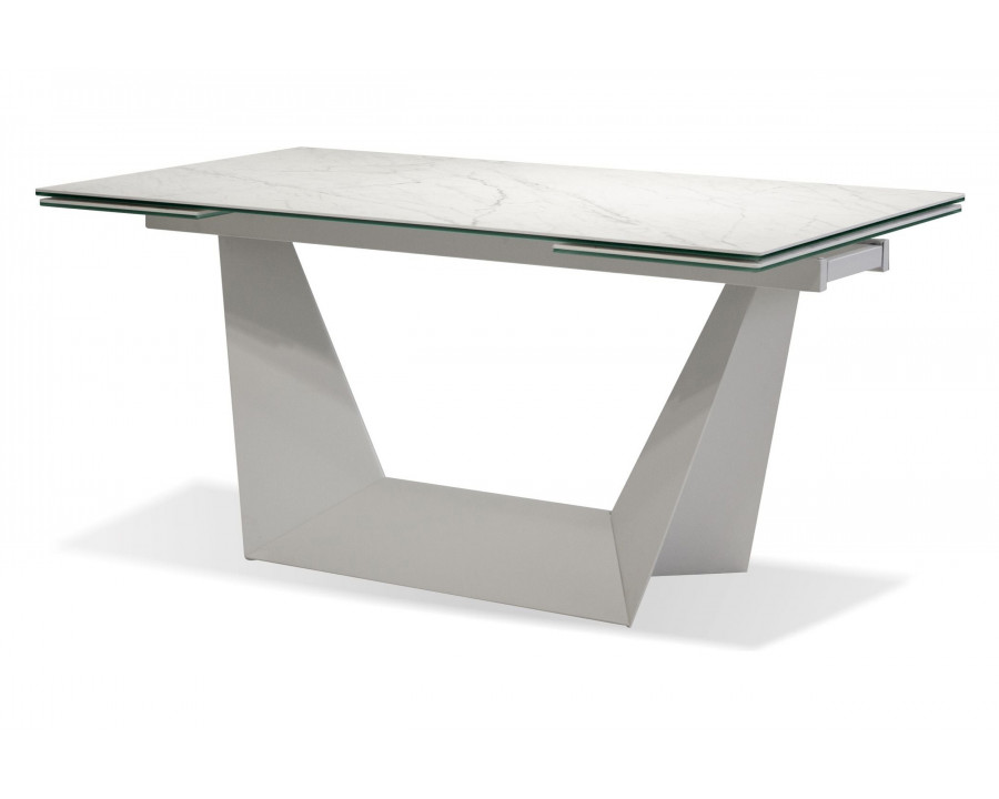 Mobital - Origami Dining Table with Double Extension in Carrera White, Ceramic