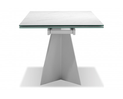 Mobital - Origami Dining Table with Double Extension in Carrera White, Ceramic